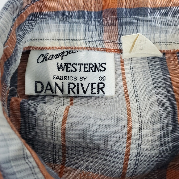 VTG 80s Champion Westerns Brown Plaid Western Pearl Snap Front Shirt Cowboy 16.5 - Picture 11 of 15